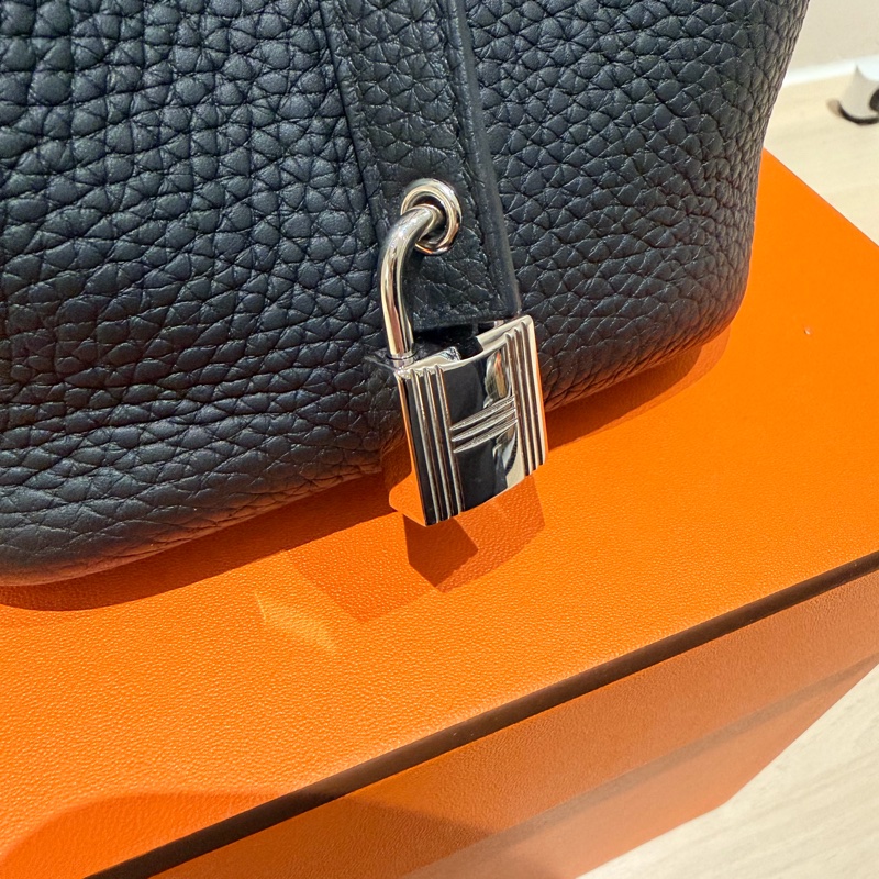 HERMES PICOTIN 18cm 黑色銀扣 菜籃子-11