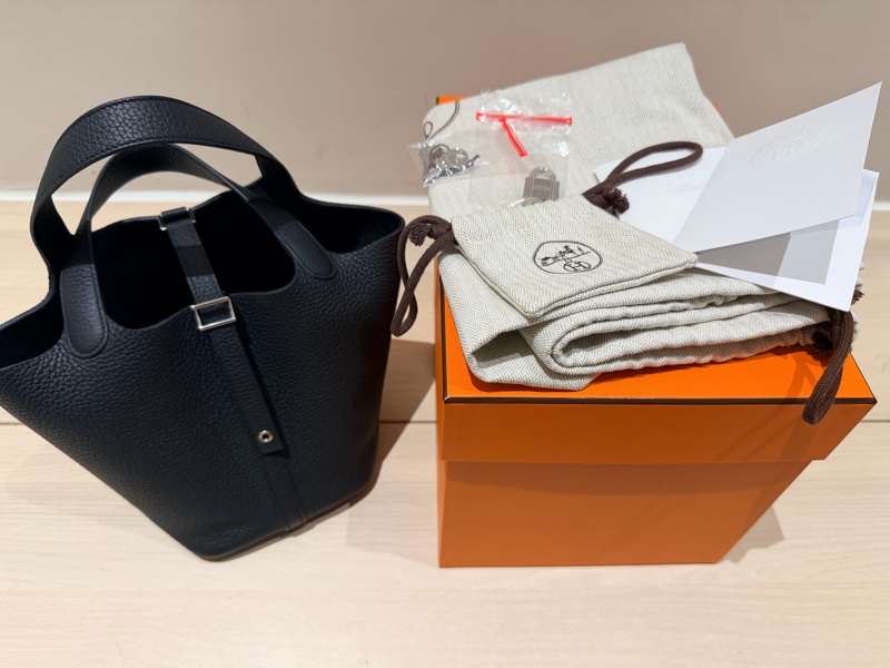 HERMES PICOTIN 18cm 黑色銀扣 菜籃子-4