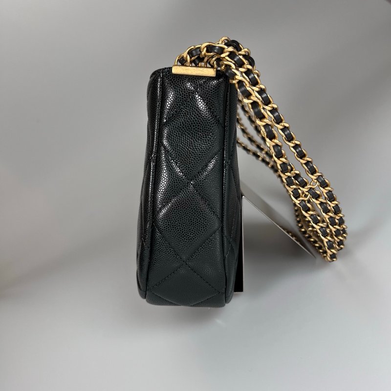 全新品 CHANEL AS4612 黑荔枝金釦單肩HOBO包-2