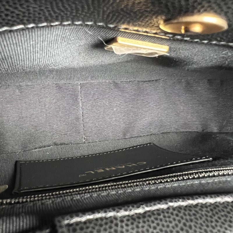 全新品 CHANEL AS4612 黑荔枝金釦單肩HOBO包-6