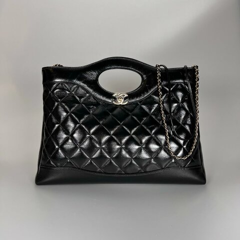 全新品 CHANEL AS4854 黑油蠟羊皮31BAG 大號
