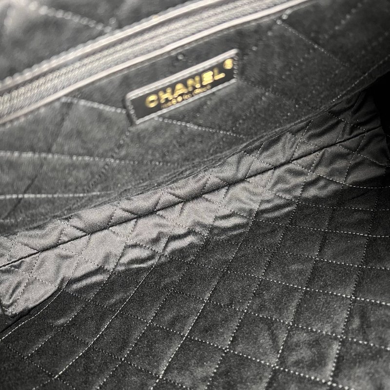 全新品 CHANEL AS3261 黑亮面荔枝皮黑扣金鍊 22BAG 中號-5