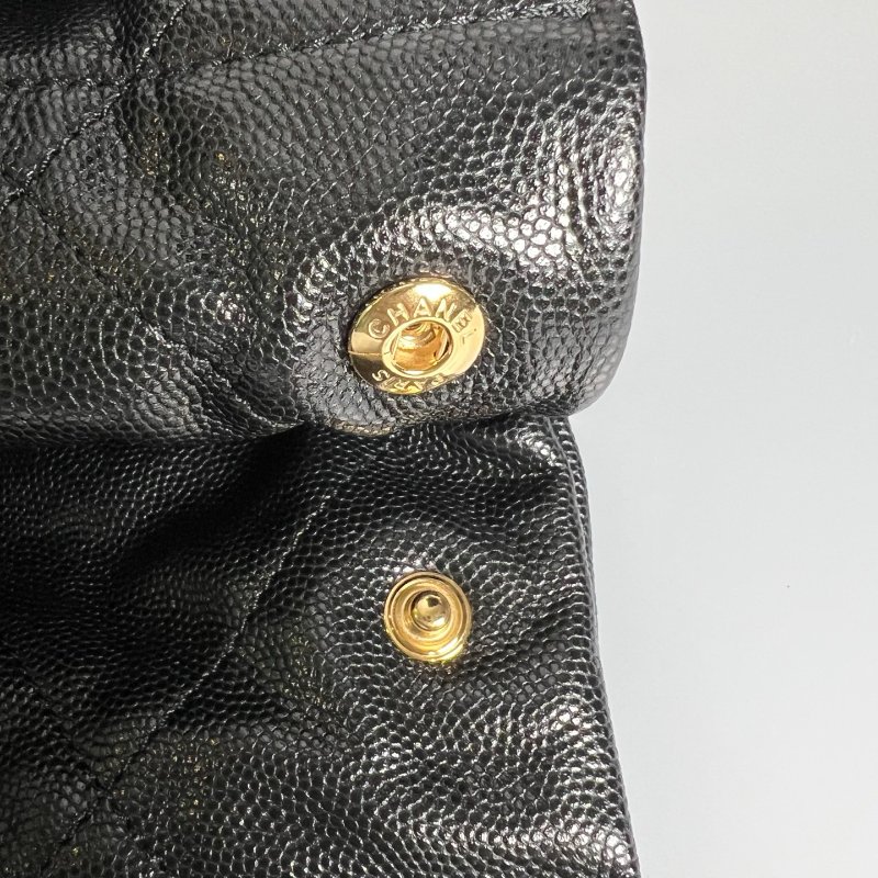 全新品 CHANEL AS3261 黑亮面荔枝皮黑扣金鍊 22BAG 中號-6