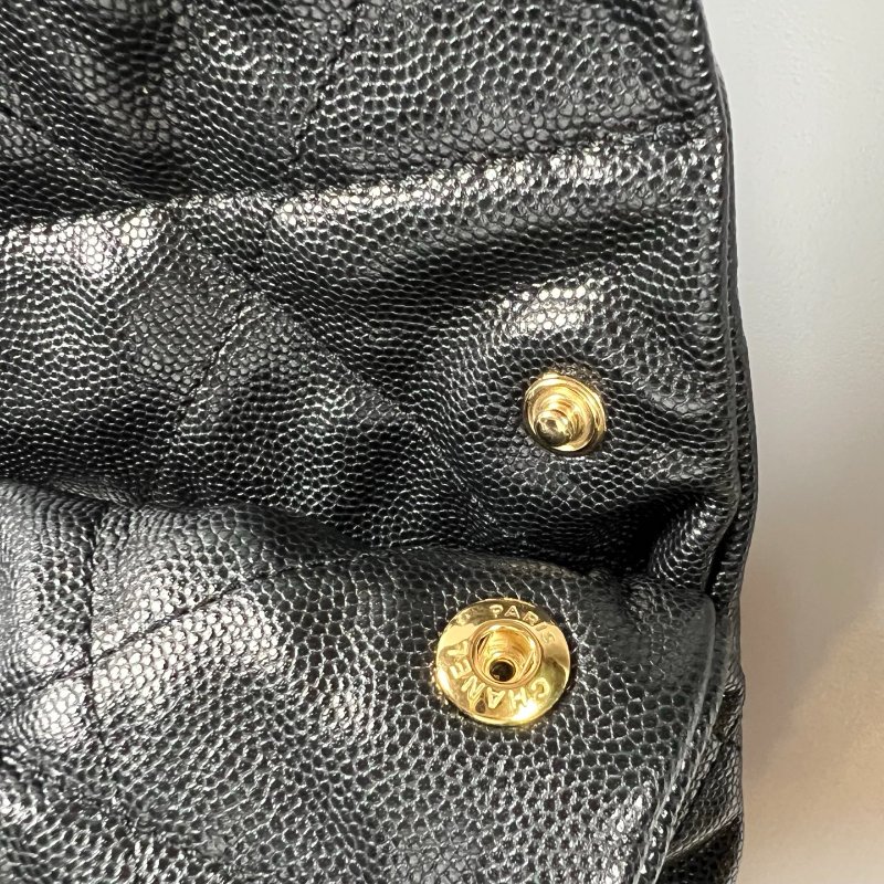 全新品 CHANEL AS3261 黑亮面荔枝皮黑扣金鍊 22BAG 中號-7