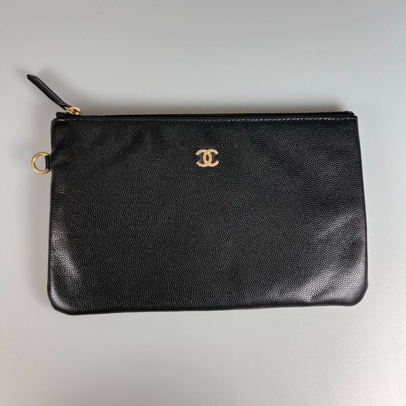 全新品 CHANEL AS3261 黑亮面荔枝皮黑扣金鍊 22BAG 中號-10