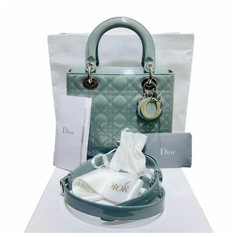 DIOR Lady Dior 中型漆皮手提包/肩背包/三用包