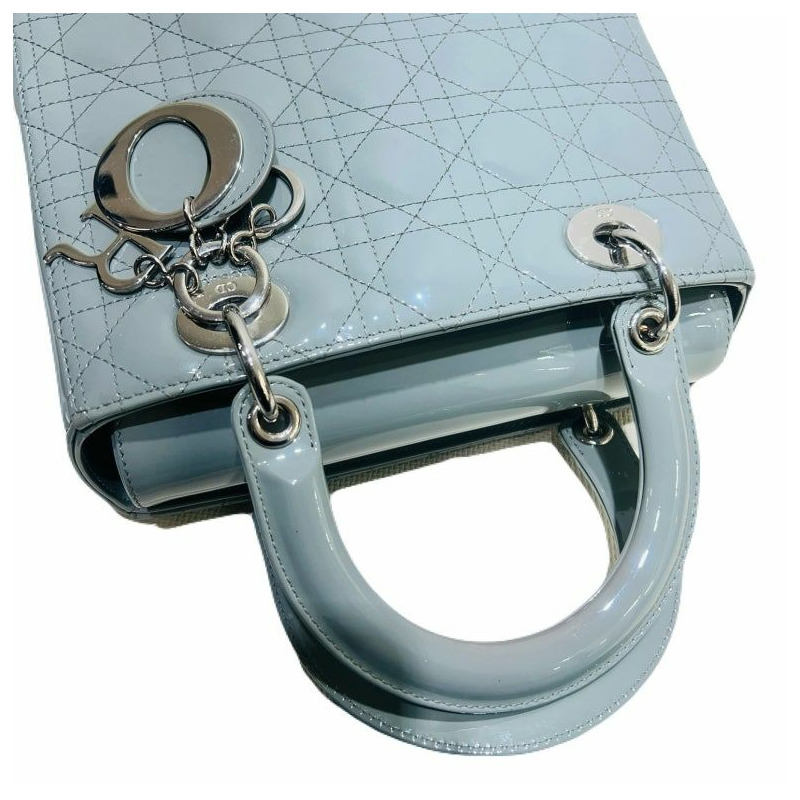 【包稅】DIOR Lady Dior 中型漆皮手提包/肩背包/三用包-6