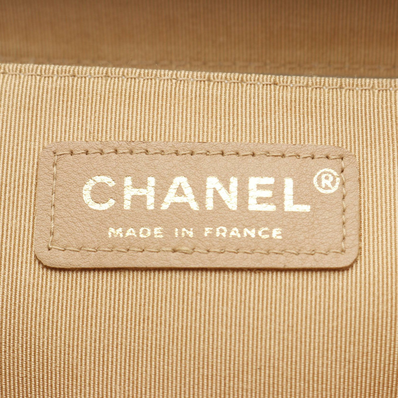 香奈兒 (CHANEL) 波浪紋 COCO 標誌鏈單背包,米色皮革,二手,女士,金色五金-3