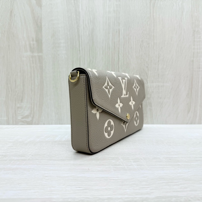 LV斑鳩灰牛皮金釦信封式下蓋三合一鏈包M69977-4