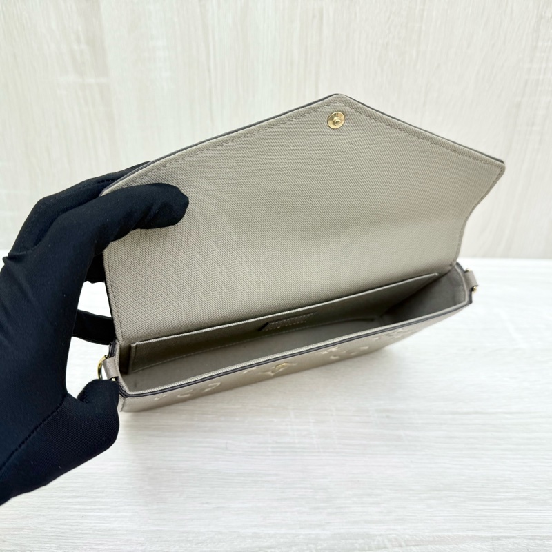 LV斑鳩灰牛皮金釦信封式下蓋三合一鏈包M69977-7