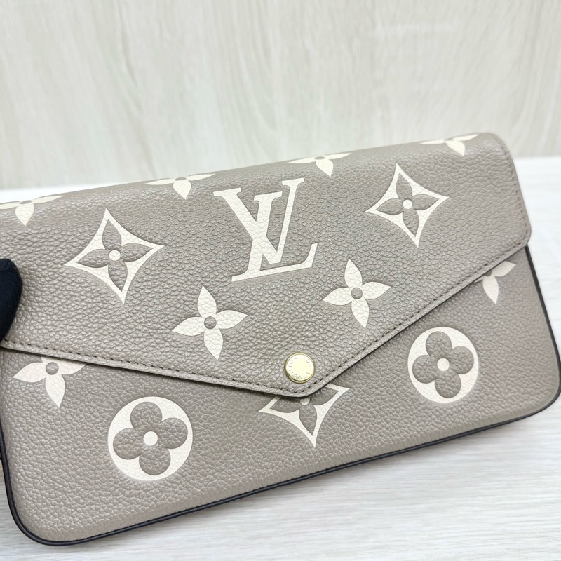 LV斑鳩灰牛皮金釦信封式下蓋三合一鏈包M69977-9