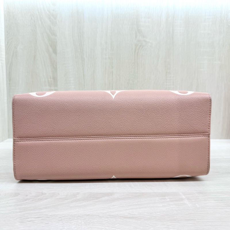 LV粉拚米雙色牛皮on the go MM手提側背包M45982-4