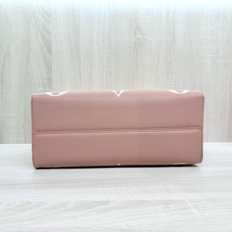 LV粉拚米雙色牛皮on the go MM手提側背包M45982-5