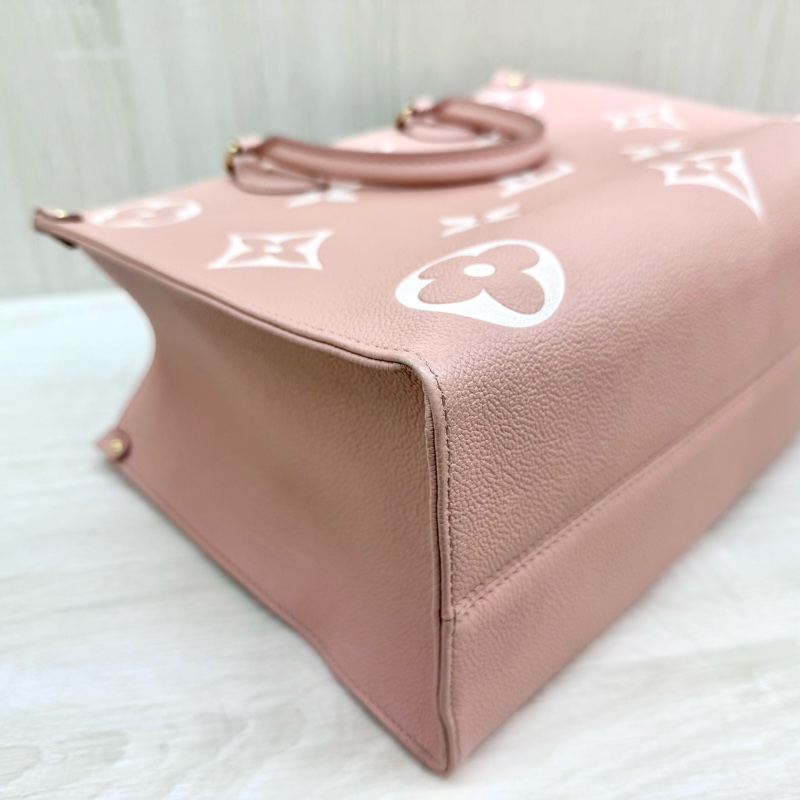 LV粉拚米雙色牛皮on the go MM手提側背包M45982-10