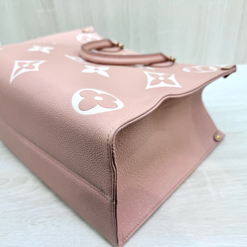 LV粉拚米雙色牛皮on the go MM手提側背包M45982-13