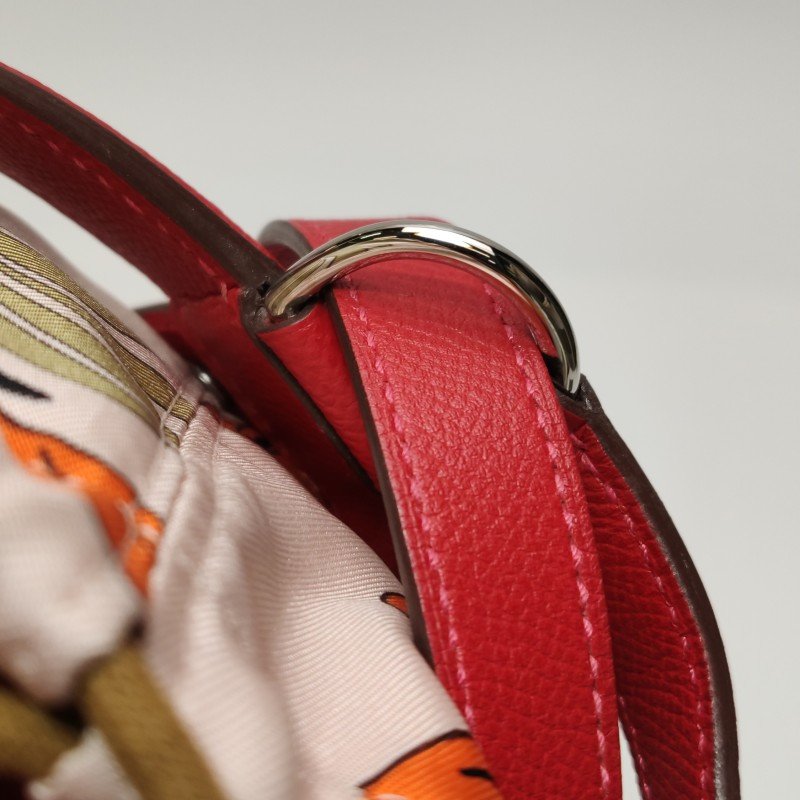 Hermes Musardine手提包Epsom牛皮真絲銀扣Q5國旗紅彩色X刻-11