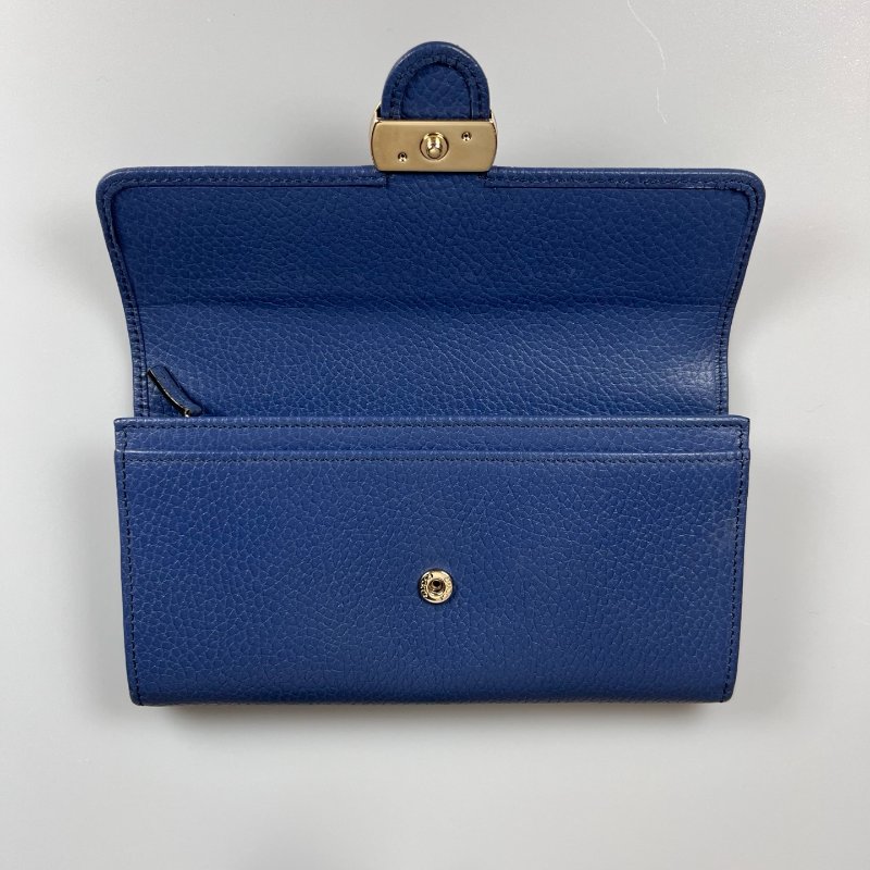 GUCCI 615524 藍色鐵牌掀蓋長夾-5