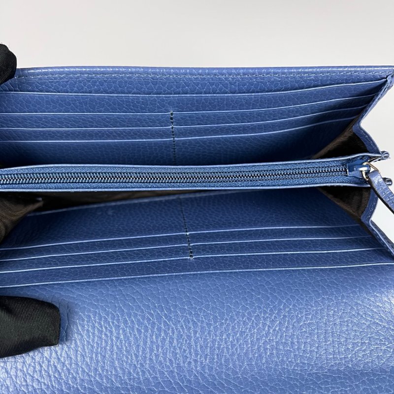 GUCCI 615524 藍色鐵牌掀蓋長夾-7