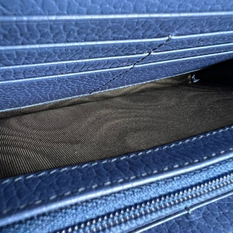 GUCCI 615524 藍色鐵牌掀蓋長夾-9