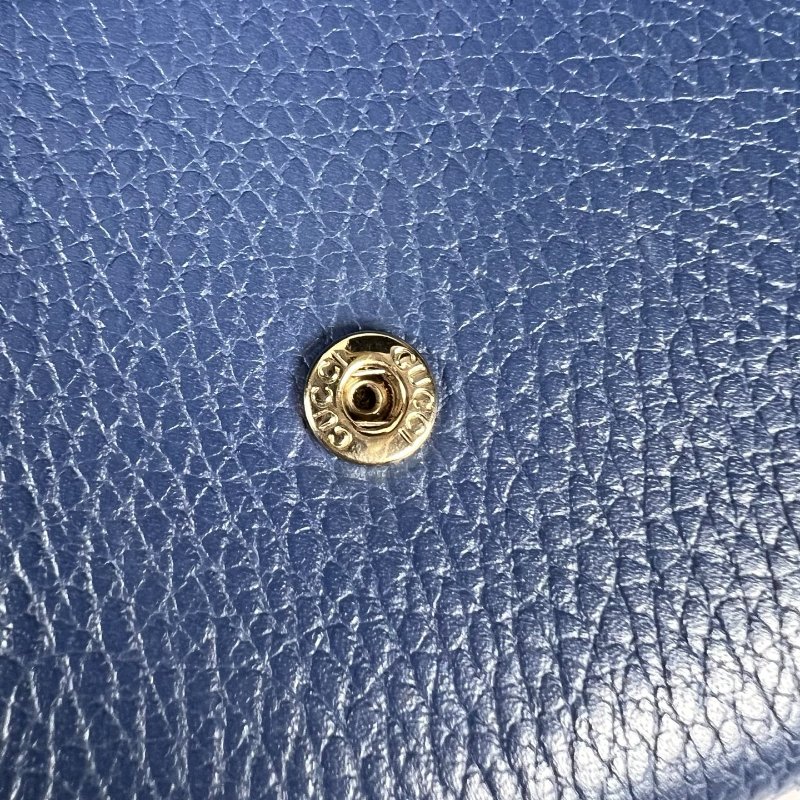 GUCCI 615524 藍色鐵牌掀蓋長夾-13