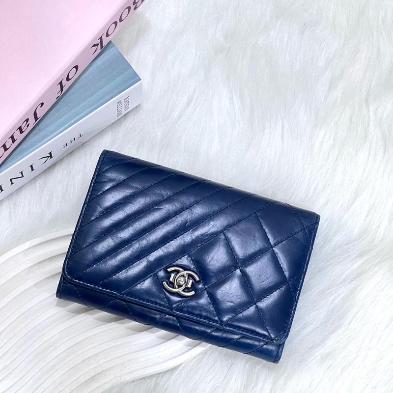 GUCCI 615524 藍色鐵牌掀蓋長夾-6