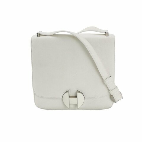 Hermes 2002系列20圓形H鎖扣單肩包Evercolor牛皮銀扣0T蘑菇白C刻