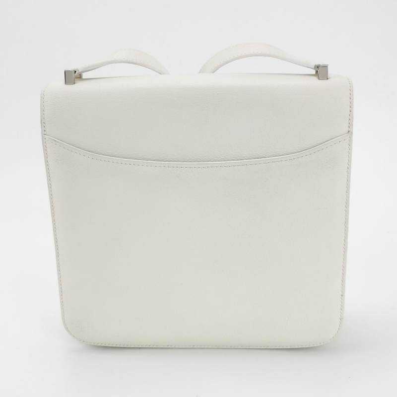 Hermes 2002系列20圓形H鎖扣單肩包Evercolor牛皮銀扣0T蘑菇白C刻-4