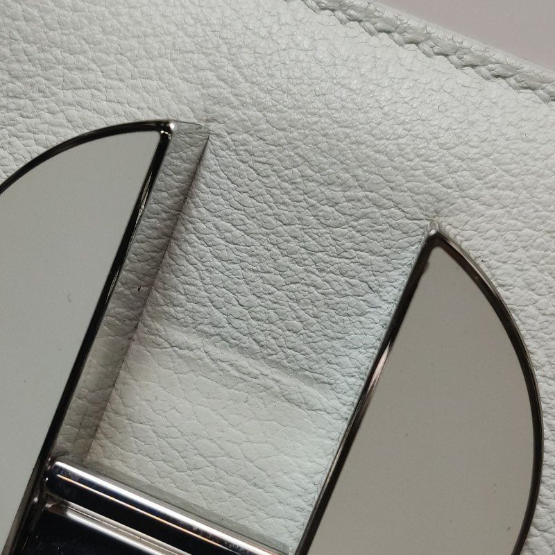 Hermes 2002系列20圓形H鎖扣單肩包Evercolor牛皮銀扣0T蘑菇白C刻-10