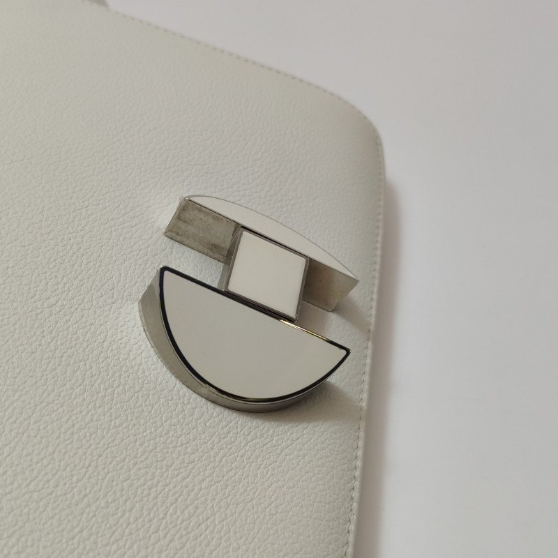 Hermes 2002系列20圓形H鎖扣單肩包Evercolor牛皮銀扣0T蘑菇白C刻-12