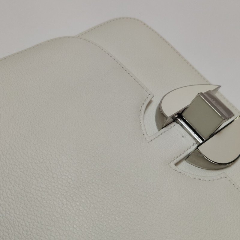 Hermes 2002系列20圓形H鎖扣單肩包Evercolor牛皮銀扣0T蘑菇白C刻-17