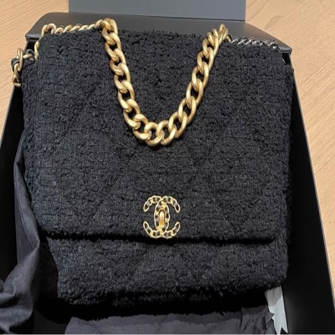Chanel香奈兒大號 黑金19bag MAXI鏈條包