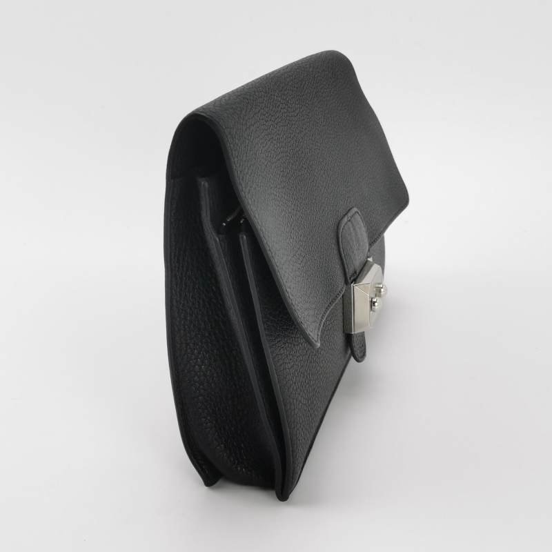 Hermes Sac ADepeches24插扣手拿包Togo牛皮銀扣89黑色-2