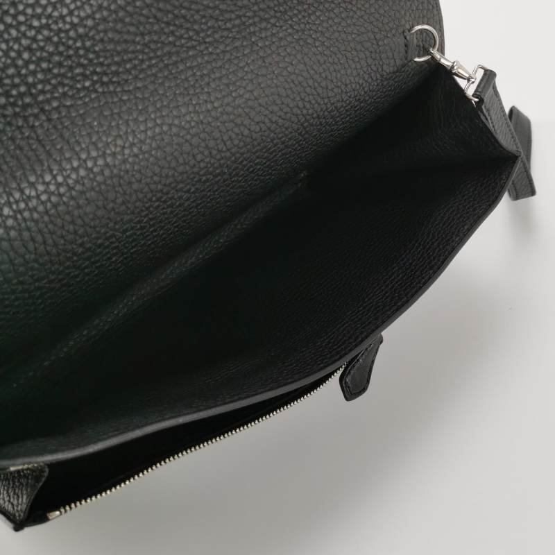 Hermes Sac ADepeches24插扣手拿包Togo牛皮銀扣89黑色-5