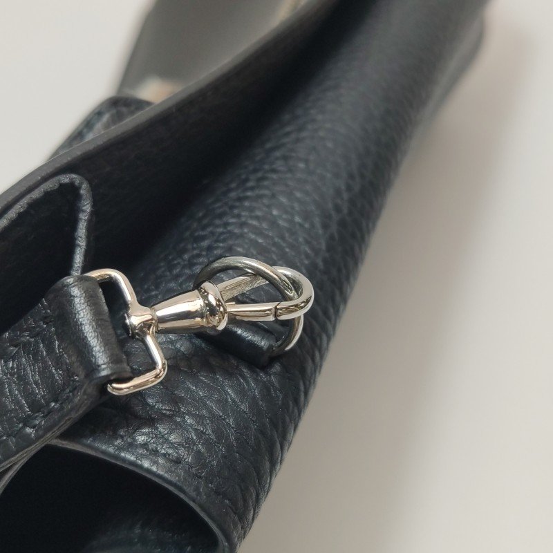 Hermes Sac ADepeches24插扣手拿包Togo牛皮銀扣89黑色-11