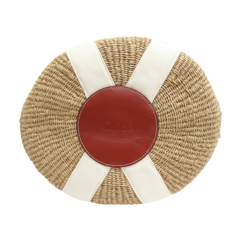 白色 草編 Woody tote bag 肩背包【Chloe 克羅伊】 CHC22SS380G55101-3