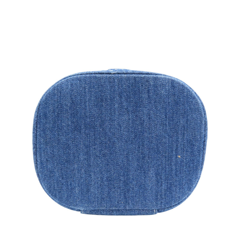 深藍色 丹寧布 vanity bag 鍊帶 化妝包 肩背包【CHANEL 香奈兒】 AS1336-3