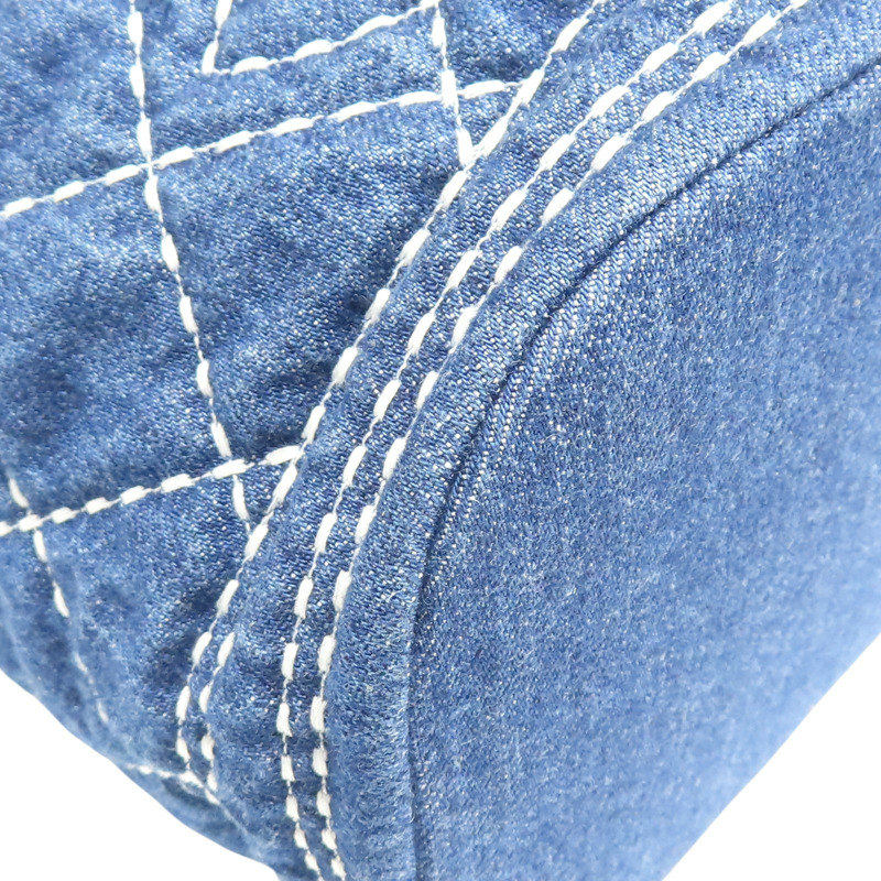 深藍色 丹寧布 vanity bag 鍊帶 化妝包 肩背包【CHANEL 香奈兒】 AS1336-10