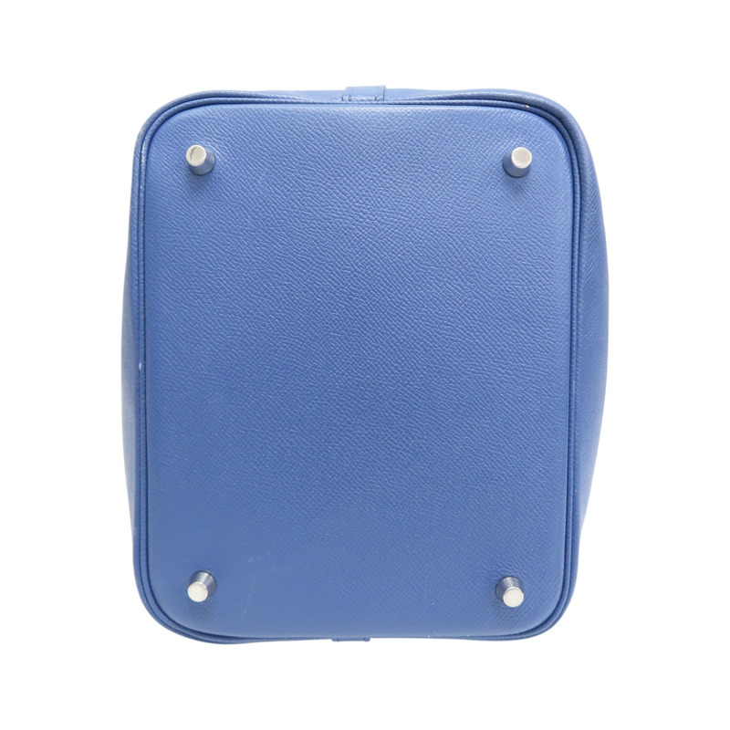 布萊頓藍色 EPSOM牛革 Picotin Lock MM Tresage 手提包 C刻 銀扣【HERMES 愛馬仕】-3