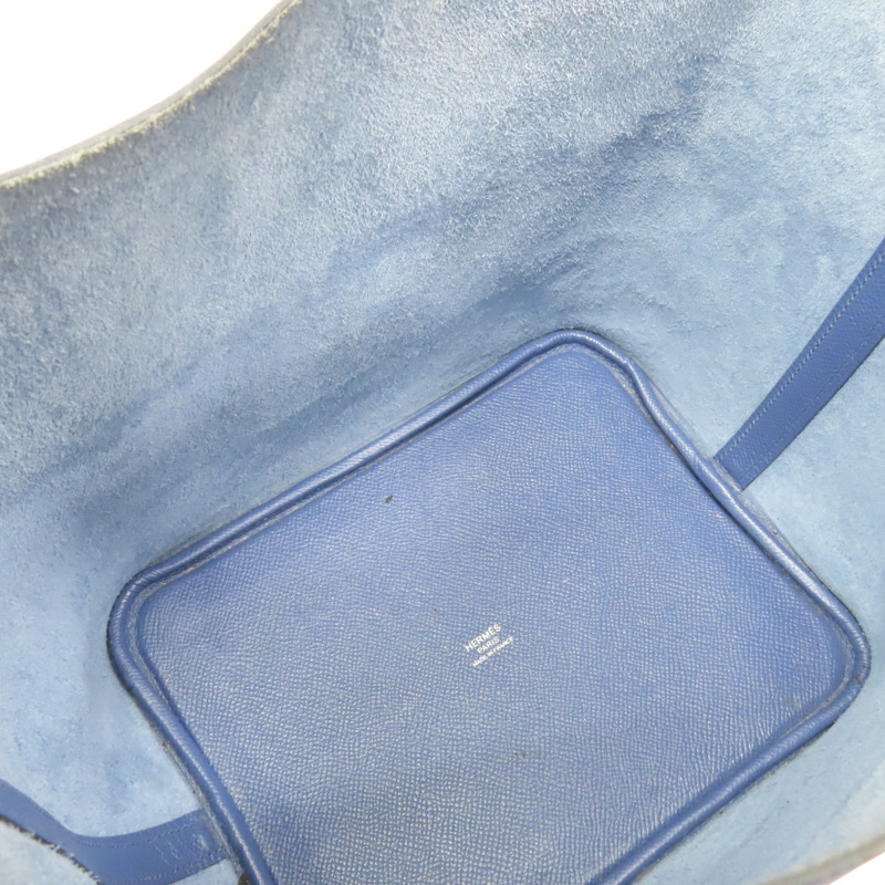 布萊頓藍色 EPSOM牛革 Picotin Lock MM Tresage 手提包 C刻 銀扣【HERMES 愛馬仕】-6