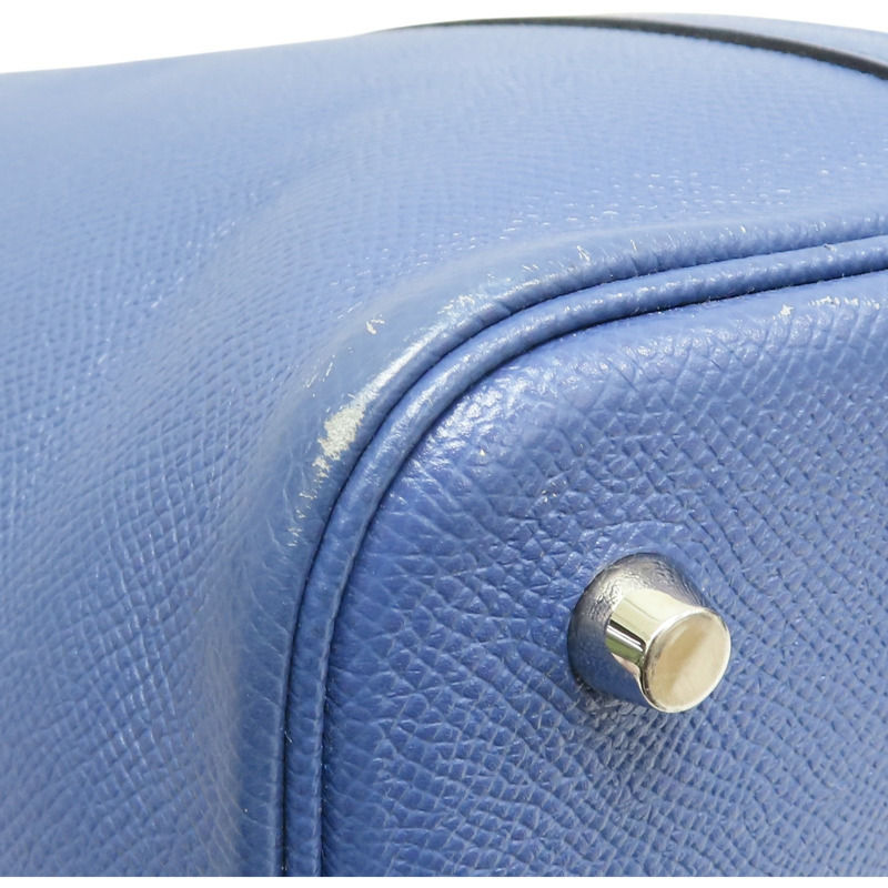 布萊頓藍色 EPSOM牛革 Picotin Lock MM Tresage 手提包 C刻 銀扣【HERMES 愛馬仕】-11