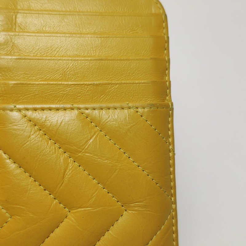 Chanel 2.55Bag油蠟皮純色V紋矩形旋扣卡包-14