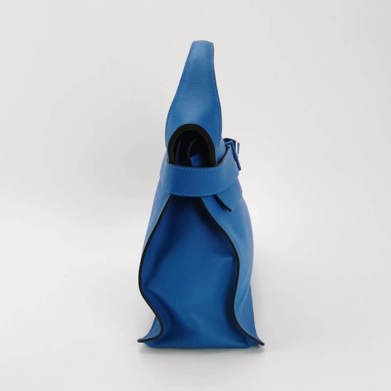 Hermes Etribelt35手提包Evercolor牛皮銀扣B3坦桑尼亞藍框Q刻-3