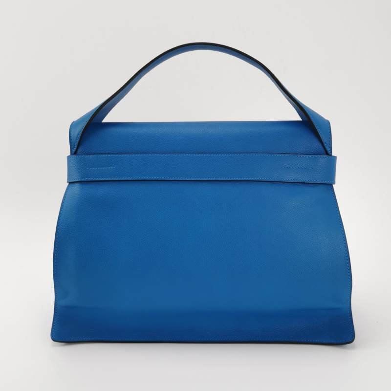 Hermes Etribelt35手提包Evercolor牛皮銀扣B3坦桑尼亞藍框Q刻-4