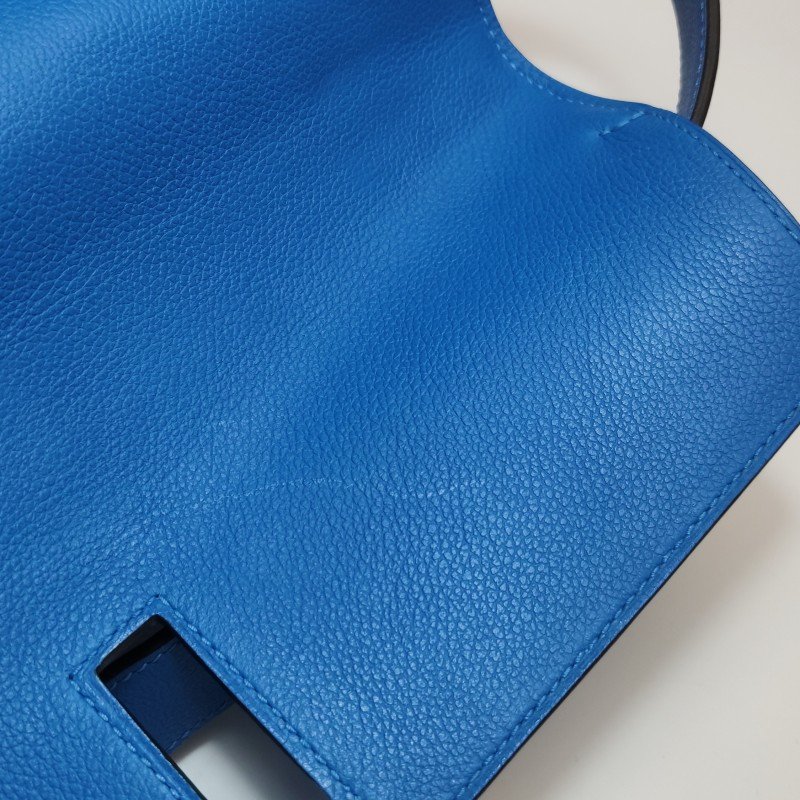 Hermes Etribelt35手提包Evercolor牛皮銀扣B3坦桑尼亞藍框Q刻-9
