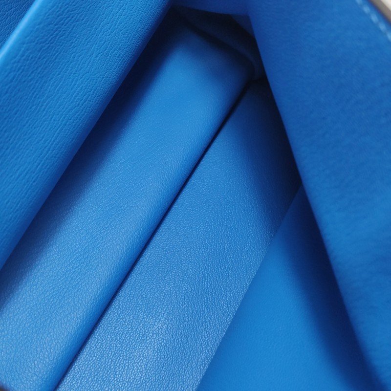 Hermes Etribelt35手提包Evercolor牛皮銀扣B3坦桑尼亞藍框Q刻-10