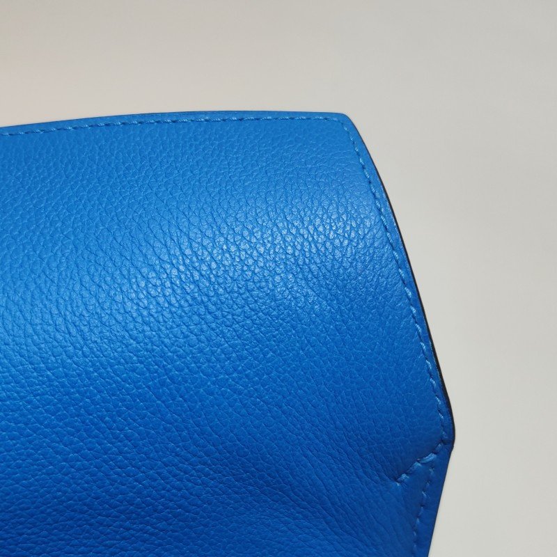 Hermes Etribelt35手提包Evercolor牛皮銀扣B3坦桑尼亞藍框Q刻-11