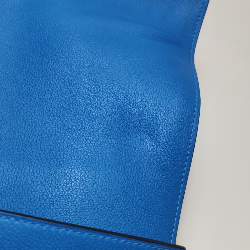 Hermes Etribelt35手提包Evercolor牛皮銀扣B3坦桑尼亞藍框Q刻-12