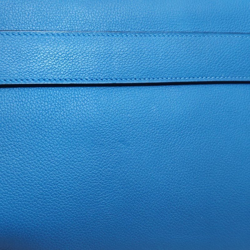 Hermes Etribelt35手提包Evercolor牛皮銀扣B3坦桑尼亞藍框Q刻-14