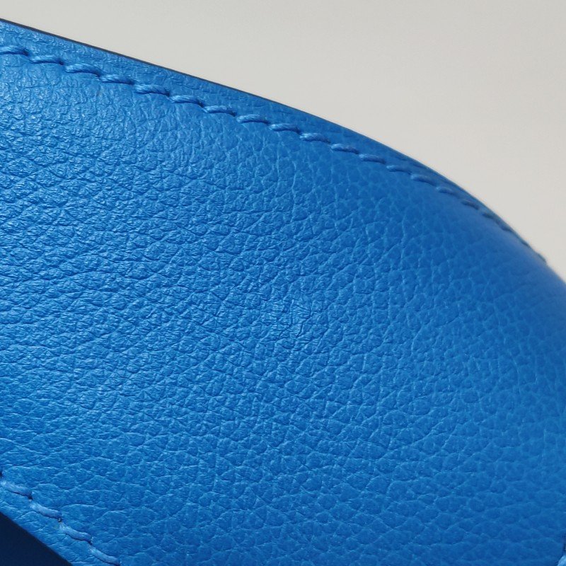 Hermes Etribelt35手提包Evercolor牛皮銀扣B3坦桑尼亞藍框Q刻-17