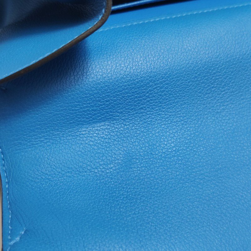 Hermes Etribelt35手提包Evercolor牛皮銀扣B3坦桑尼亞藍框Q刻-18